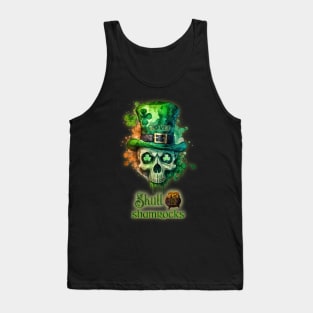 St. Patrick's Day Skull and Shamrocks Design Tank Top